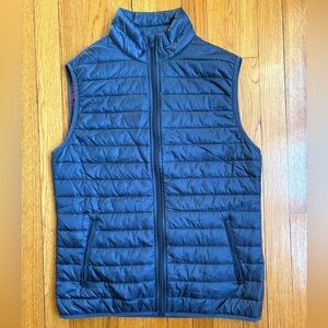 Brooks Brothers Fleece Mens Vest L Quilted Blue Thermore Insulated Full Zip